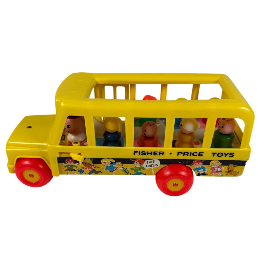 Fisher Price Unisex OS School Bus Yellow Vintage 192 Little People Toy Kidcore